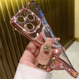 New Fashion Glitter Diamond Transparent Case For iPhone 16 15 14 13 17 12 Pro Max 16 Plus Magnetic Wireless Charge Bumper Cover